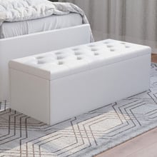 Oxford Faux Leather Storage Ottoman Bench